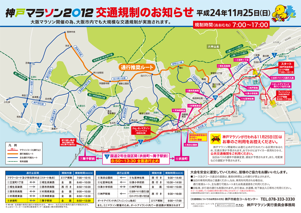 神戸マラソン　交通規制マップ