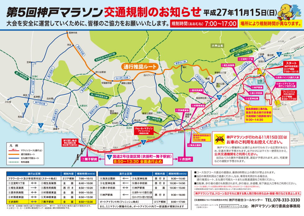 神戸マラソン交通規制マップ