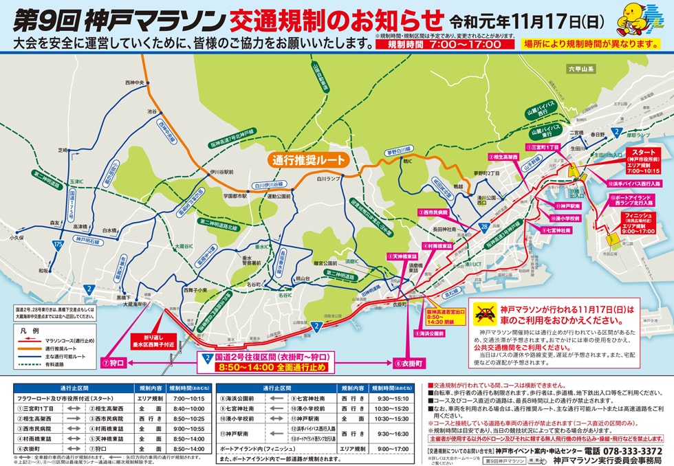 神戸マラソン交通規制マップ更新版